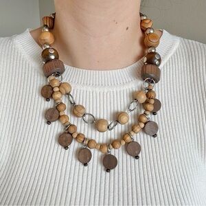 Vintage Wooden Statement Beaded Necklace